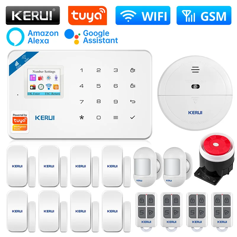 

KERUI W181 GSM WIFI 433Mhz Tuya Security Protection Smart Home Control Motion Sensor Security Alarms For Home 6 Languages Garage