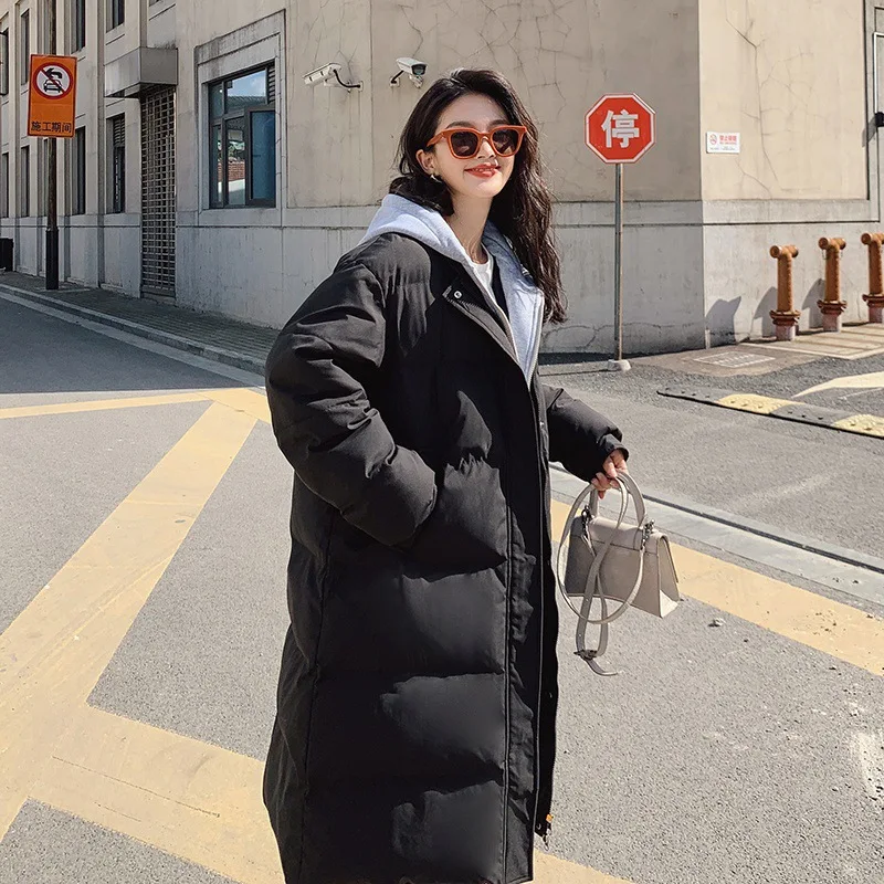 2022 Women Jacket Parka Warm Thick Long Cotton Coats Black Loose Oversize Autumn Winter Hooded Coat Female Oversized Outerwear