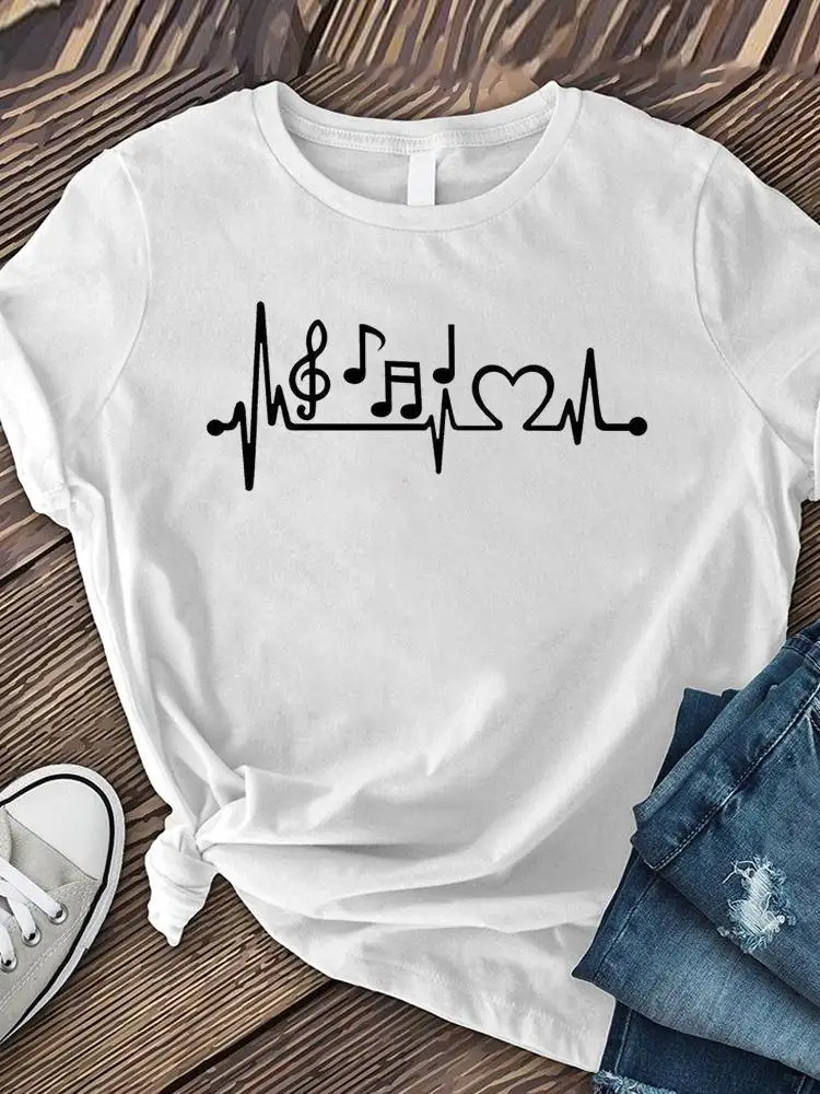 

Clothes Summer Ladies Print T Fashion Women's Clothing Music Style Lovely Cute Short Sleeve Graphic Tee Female T-shirts