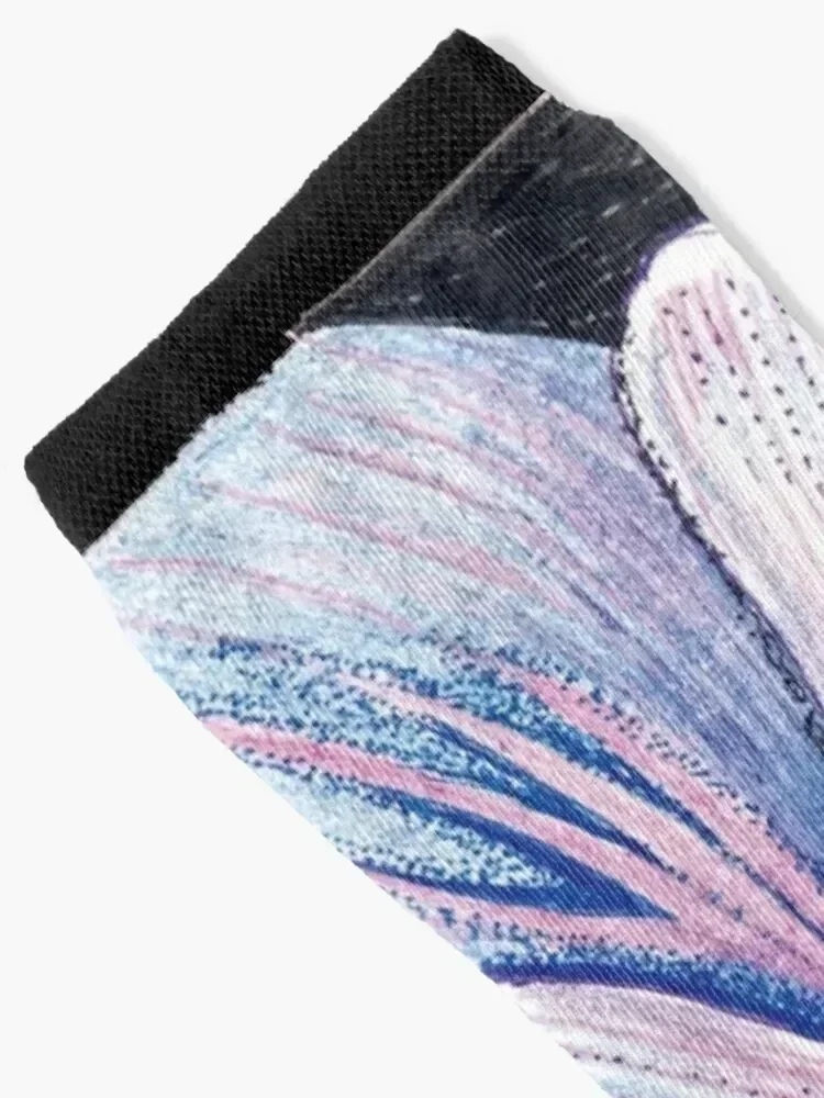 Синий Columbine Flower (Genuflection to O'Keeffe) Носки с цветочным принтом роскошные оптовые