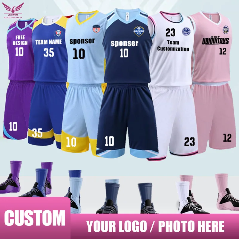 Basketball Jerseys Wholesale Custom Breathable Basketball Uniform  customzation team logo kids basketball Jersey Suit print logo