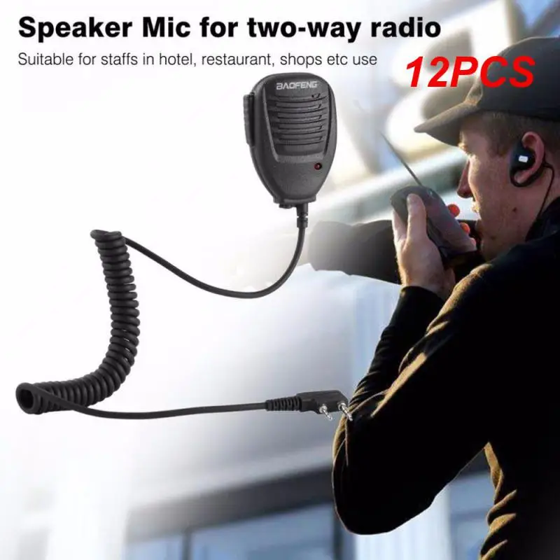 

12 шт. микрофон для Baofeng, портативная рация PTT, наплечный динамик для торгового центра, автомобильного полицейского участка, рация, для BaoFeng