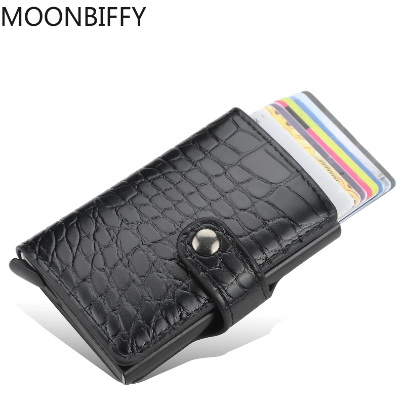 

New Credit ID Card Holder Wallet Aluminum Slim Pop UP Wallet for Men Women RFID Blocking Cardholder Minimalist Leather Wallet