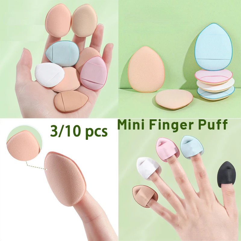 

3/10 Pcs Mini Finger Puff Foundation Powder Detail Makeup Sponge Face Concealer Cream Blend Cosmetic Accessories Makeup Tools