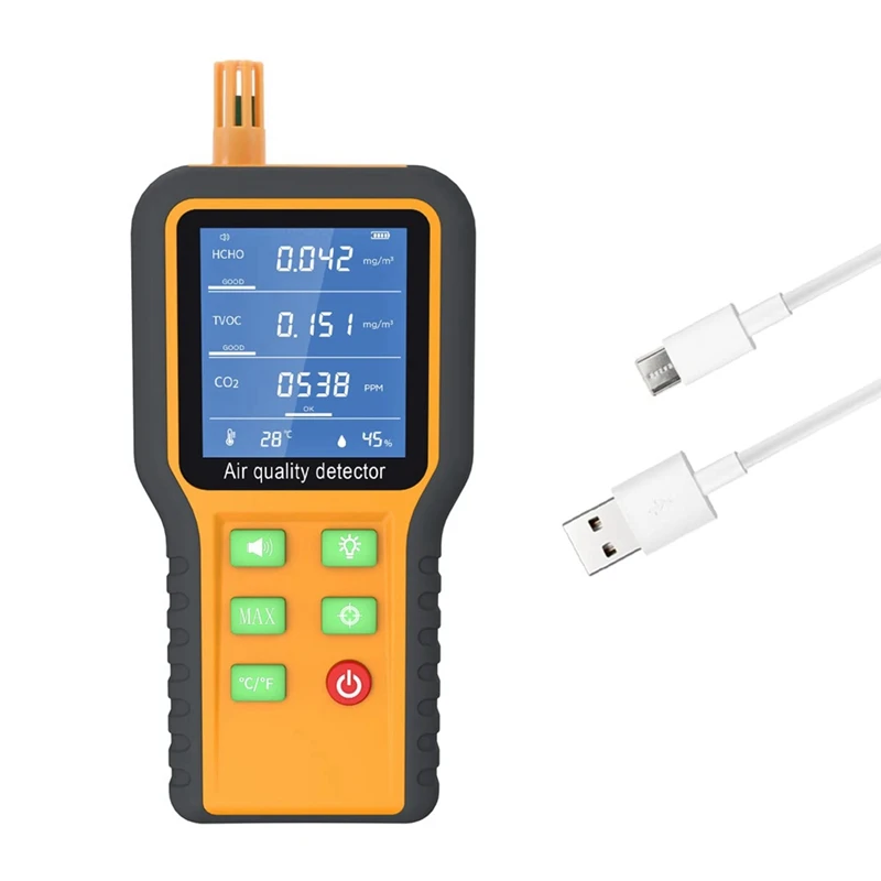 

Монитор качества воздуха, комнатный детектор, набор для тестирования с цифровым датчиком температуры и влажности, проверка HCHO TVOC для автомобиля и улицы