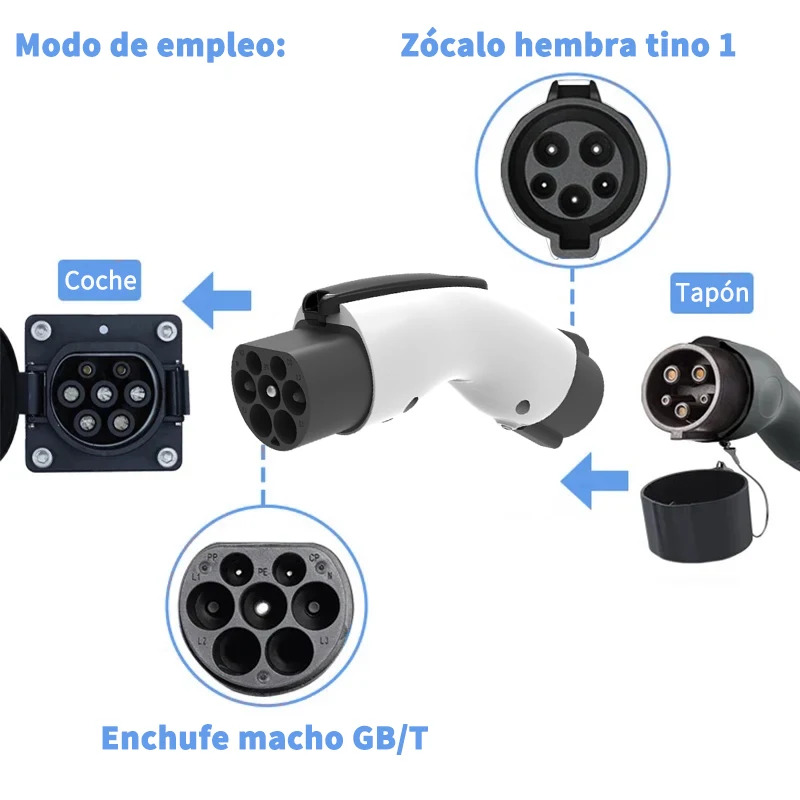 

Эксклюзивный автомобильный адаптер WUFEN BYD 32A Адаптер Type1 на GBT Зарядное устройство для электромобиля J1772 на GBT Противоугонный адаптер для адаптера GBT EV