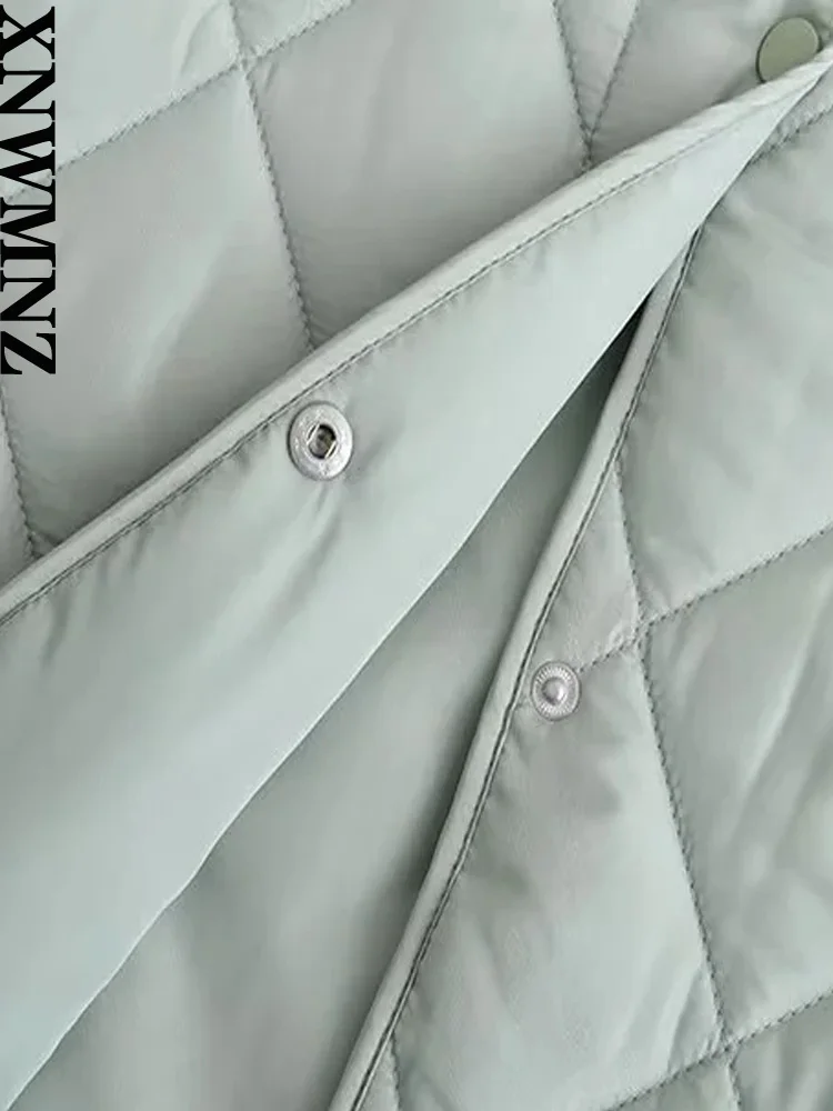 XNWMNZ Women Fashion Warm Hooded Padded Jacket Woman Long Sleeve Buttons Pockets Oversize Long Parkas Outwear Female Overcoat