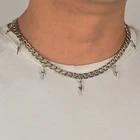 Подвеска с молнией в стиле панк, винтажное короткое ожерелье для женщин и мужчин, металлическая цепочка, чокер, ювелирные изделия Y2K, подвески в стиле хип-хоп