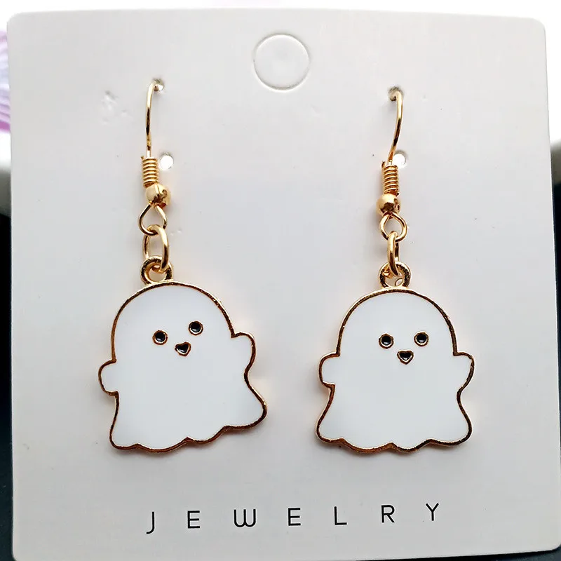 Metal Cute Little Ghost Drop Earrings for Women Child Candy Color Halloween Elf Statement Easter Jewelry Wholesale |