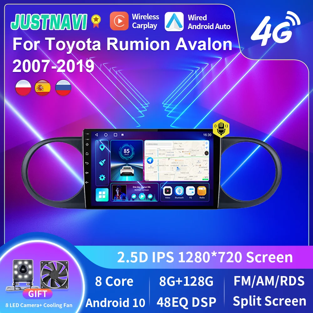 

Автомобильная магнитола JUSTNAVI Android 10,0, мультимедийный видеоплеер для Toyota Rumion Avalon 2007-2019, Автомобильный GPS Serero Carplay No 2 din DVD