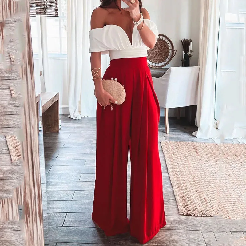 

Independent station ladies' suit 2023summer long-sleevedblouse with bare waist and pleated skirt solid color two-piece suit