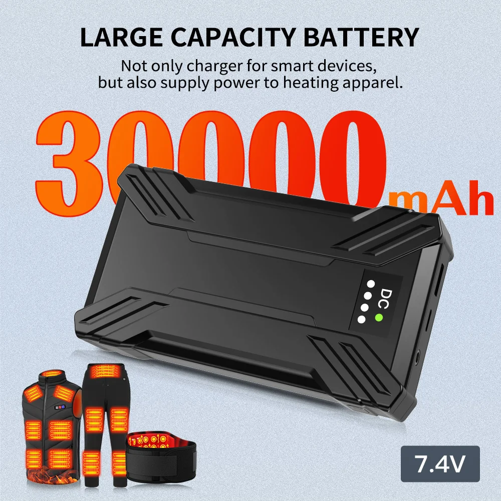 30000 мАч Power Bank 7 В 3A Портативное зарядное устройство Внешний аккумулятор для