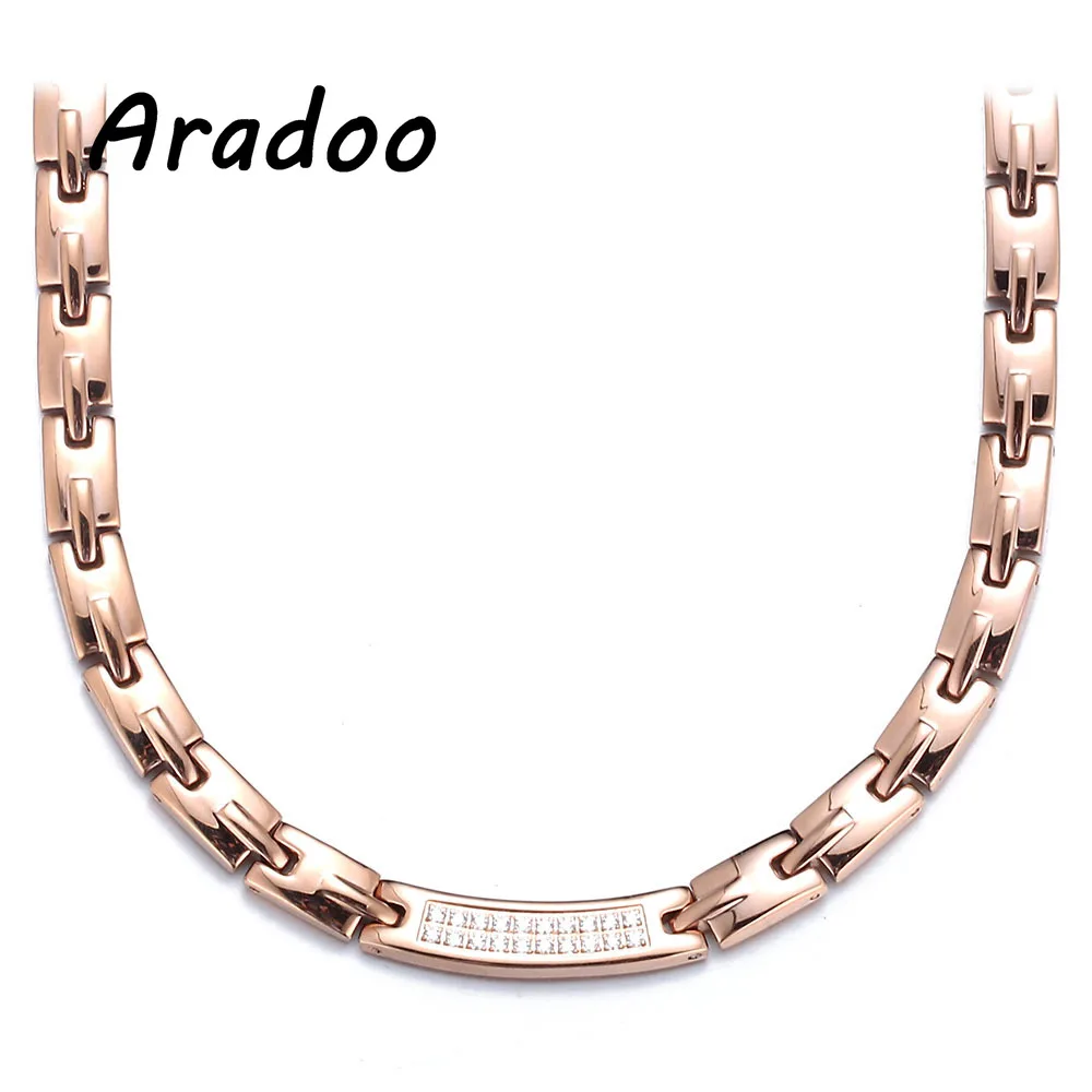 Модное роскошное ожерелье ARADOO из титановой стали с микро-инкрустацией циркония
