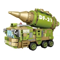 q version military armored dongfeng missile car model small particles assembled childrens building blocks boy toys