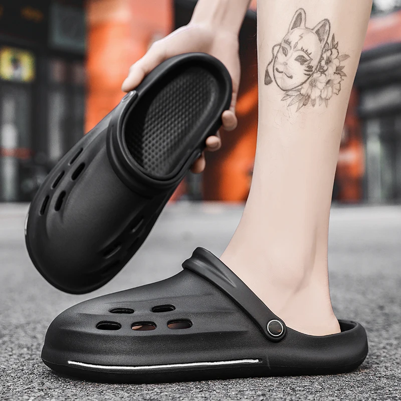 Мужские непромокаемые сандалии удобные дышащие сабо без шнуровки для