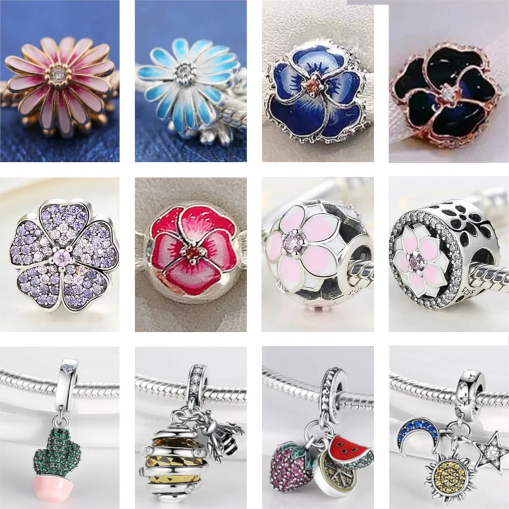 

2022 New Charms Flowers Collection 925 Silver Beads Fit Original Brand Bracelet Women DIY plata de ley 925 Charm Jewelry