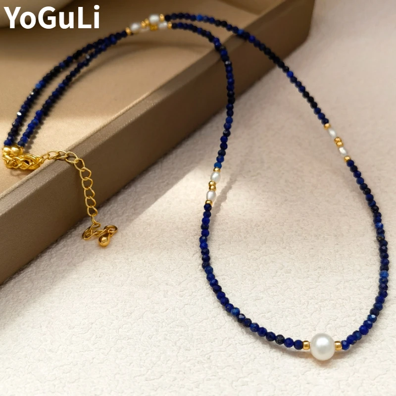 

Fashion Jewelry Elegant Temperment One Layer Samlle Blue Bead Necklace For Women Girl Party Wedding Gift Hot Sale Accessories