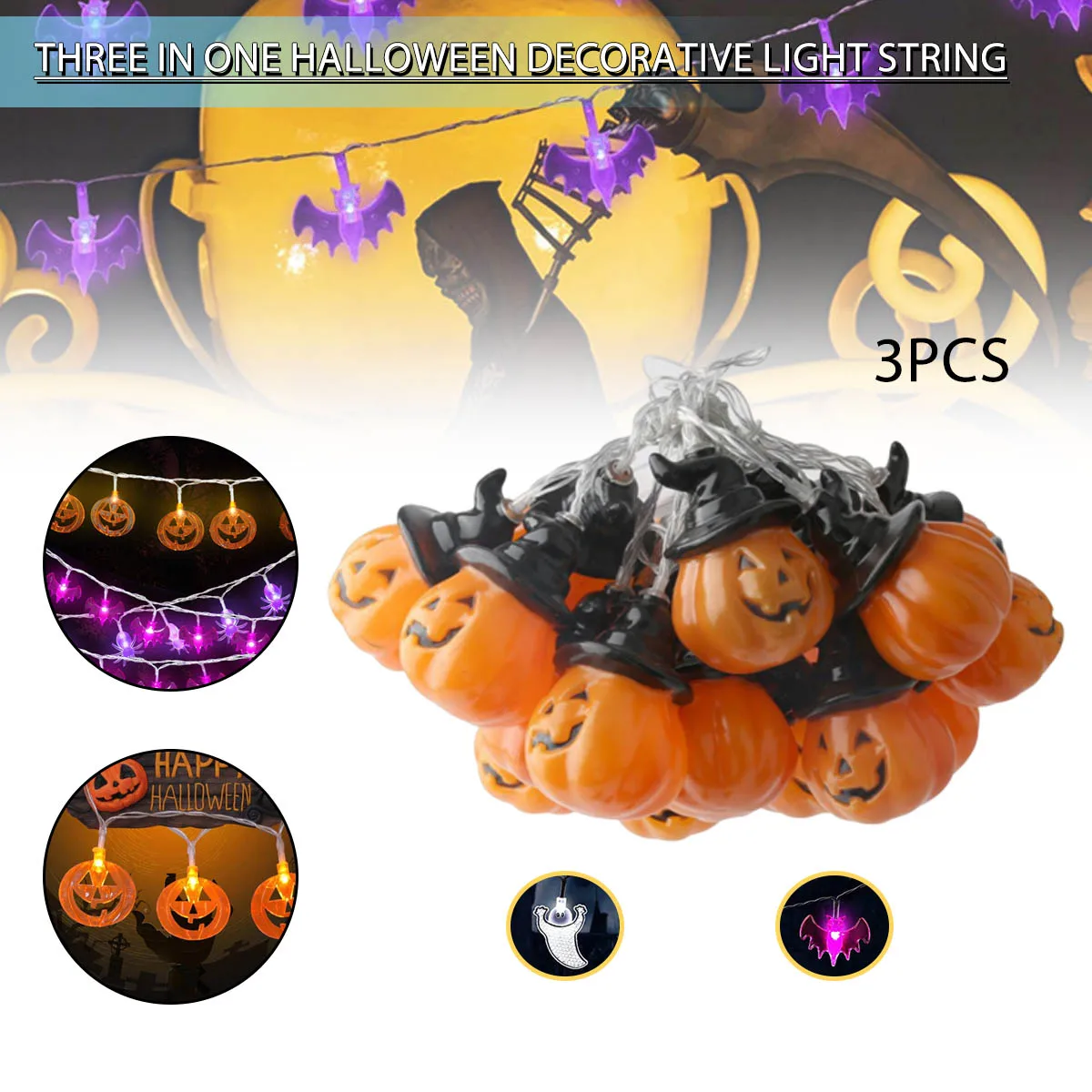 

Halloween Decorative Lamp String Artificial Pumpkin LED Light String Festive Party Supplies Event DIY Holiday Decorations