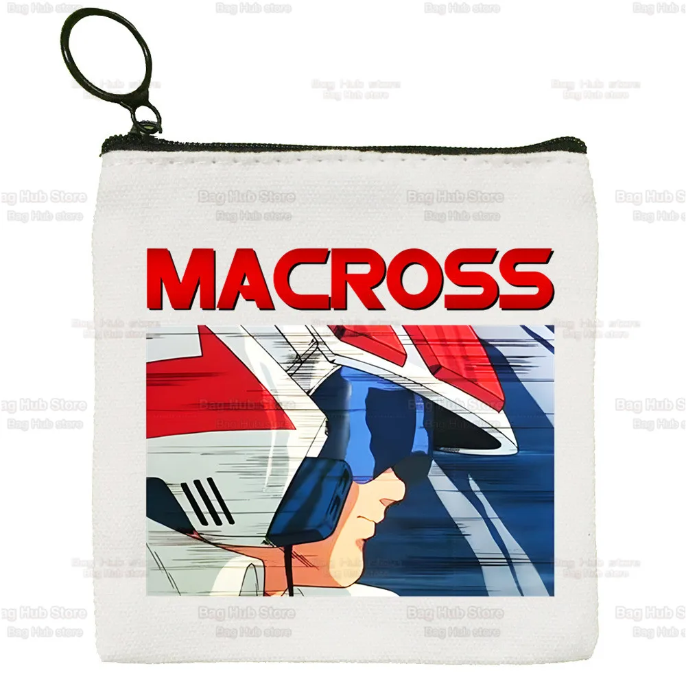 Macross Anime Canvas Coin Purse Coin Purse Collection Canvas Bag Small Wallet Zipper Key Bag Hand Gift