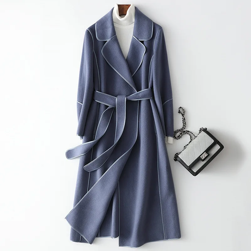 

2023 Autumn New Double sided Cashmere Coat Women's Mid length Women's Wrapped Fleece fashion elegance Coat Women