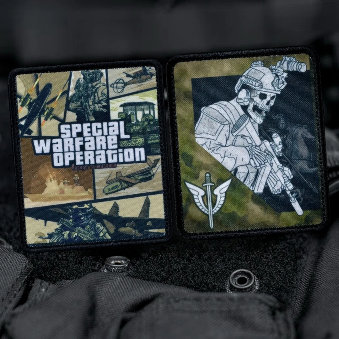 Меховой значок в стиле милитари