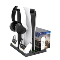 cooling base for sony playstation 5 ps5 game console universal charging dock headphone bracket with disc storage rack
