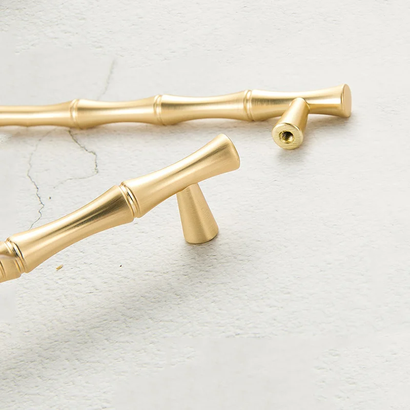 Ручка для мебели Т-образный бамбуковый держатель золотисто-зеленый цвет