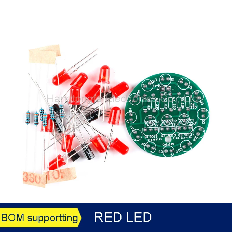 

LED Water Light LED Round Water Light Production Kit for Skill Training Soldering Practice Parts Diy Electronic Kit Set