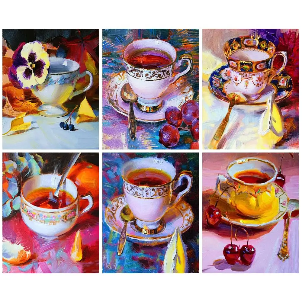 

CHENISTORY Oil Painting By Numbers Exqusite Cup Kits Gift Picture By Numbers Number Painting Home Decor