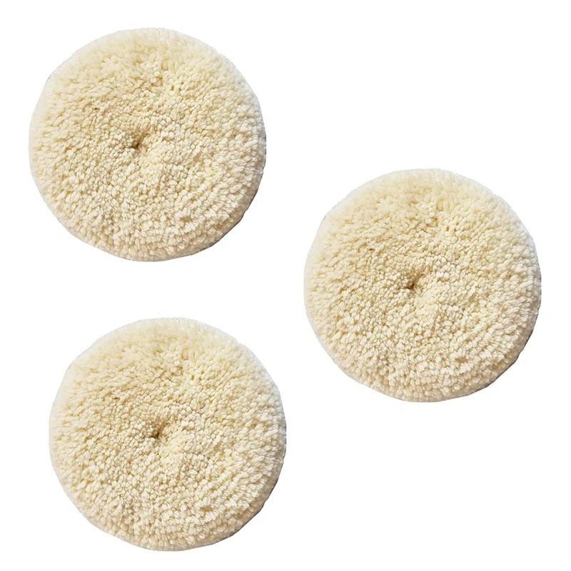 

3Pcs Wool Polishing Pads Buffing Pads With Hook And Loop Back For Compound, Cutting & Polishing