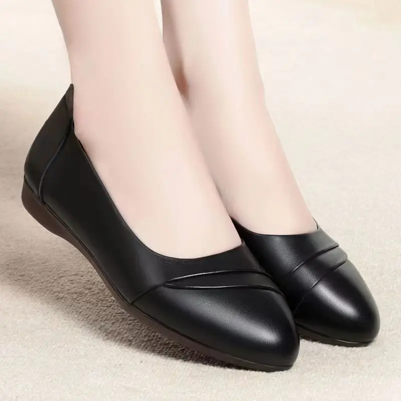 Women's shoes spring autumn leather shoes women Ladies Elegant Butterfly-Knot Comfortable Soft Flat Shoes Women 2023 new