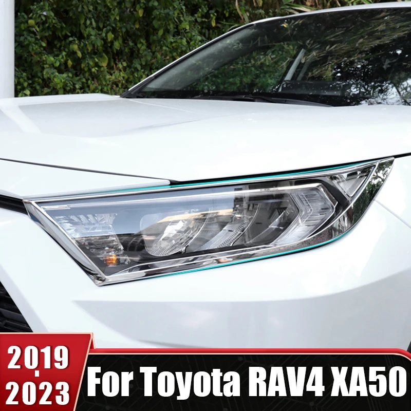 

ABS Front Head Light Headlight Lamp Cover Trim Molding Frame Stickers For Toyota RAV4 XA50 2019 2020 2021 2022 2023 RAV 4 Hybrid