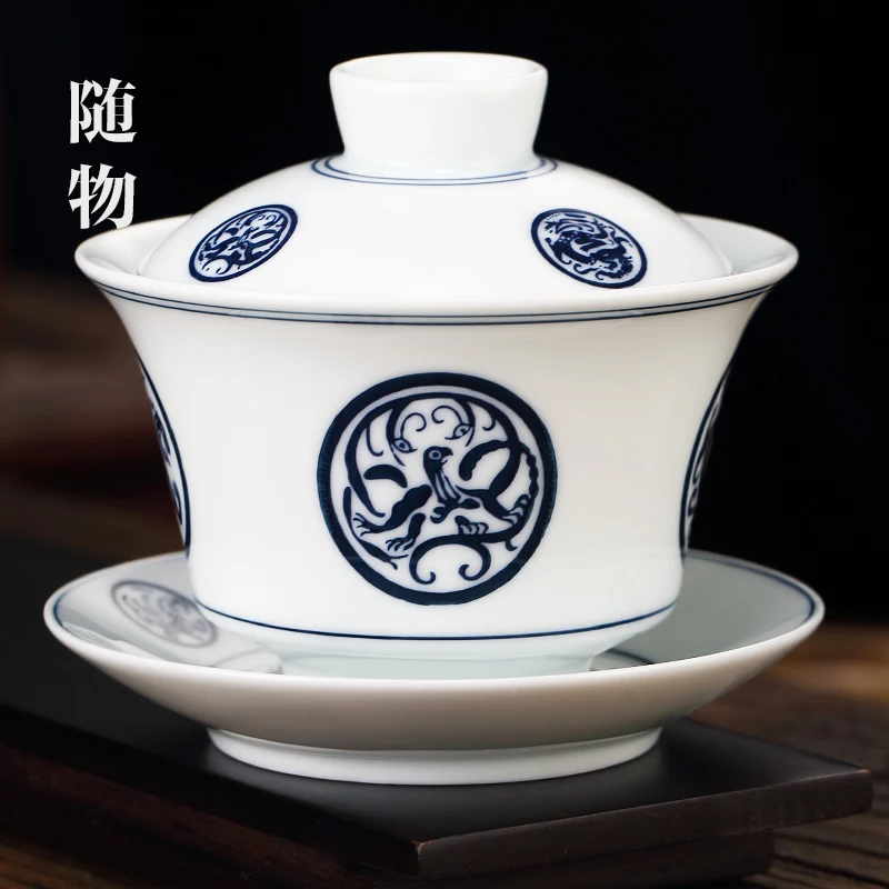 

Белая фарфоровая чаша Цзиндэчжэнь санкai, одинарная большая, не жаркая, ручная чаша, чашка, чай кунг-фу