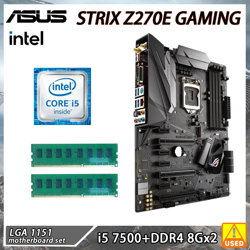 

ASUS ROG STRIX Z270E GAMING+I5 7500 Motherboard Kit DDR4 128gb DP HDMI DVI M.2 ATX Motherboard with onboard AC Wifi and USB 3.1