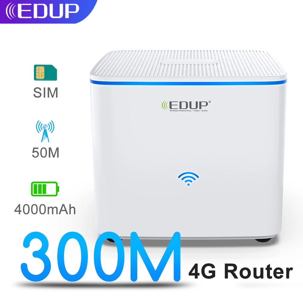 

EDUP 4G LTE WIFI Router 300Mbps Portable Hotspot Wireless Broadband MiFi Car Mobile Phone Unlocked Modem with Sim Card Slot