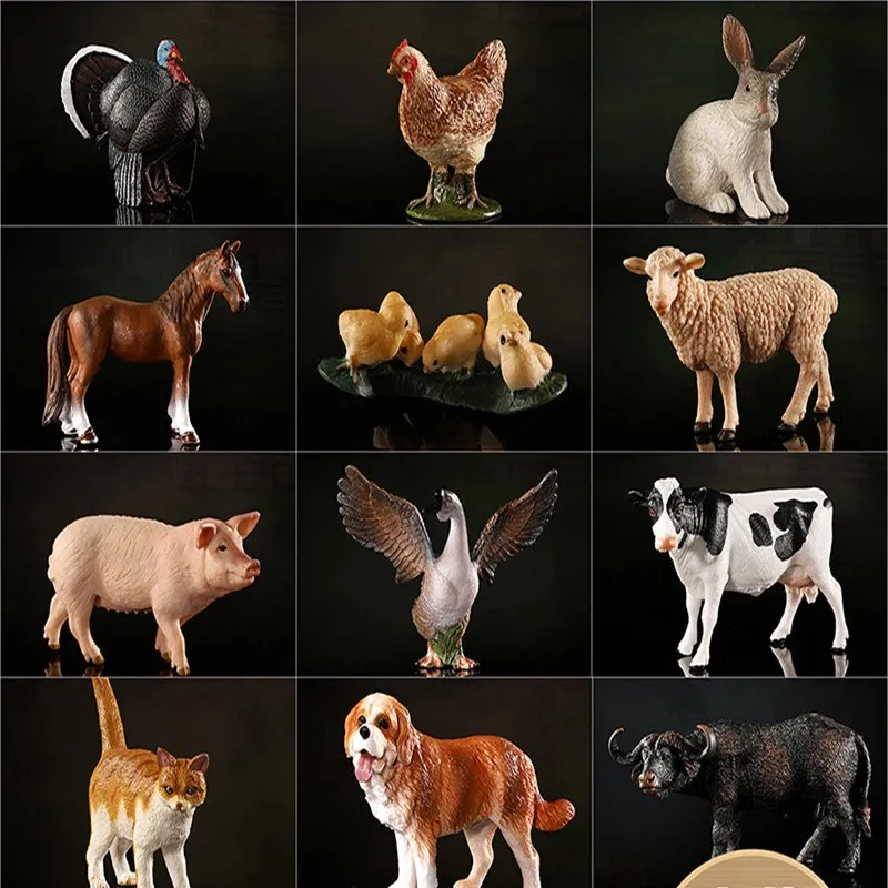 

1Pc Realistic Dog Duck Cock Models Cognition Education Toys Animal Model Mini Farm Simulated Poultry Figurines Kids Gifts