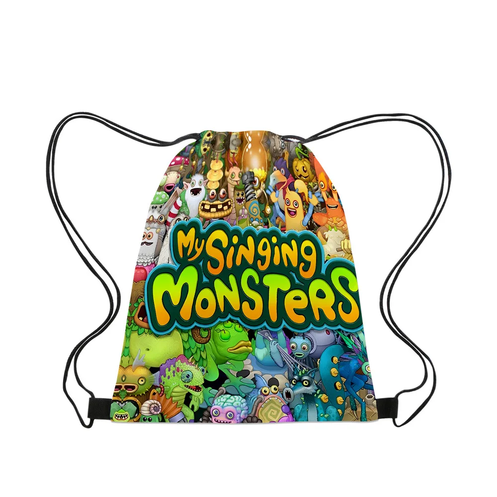 

My Singing Monsters Monster Concert School Bag Drawstring Backpack Drawstring Pocket Primary School Students