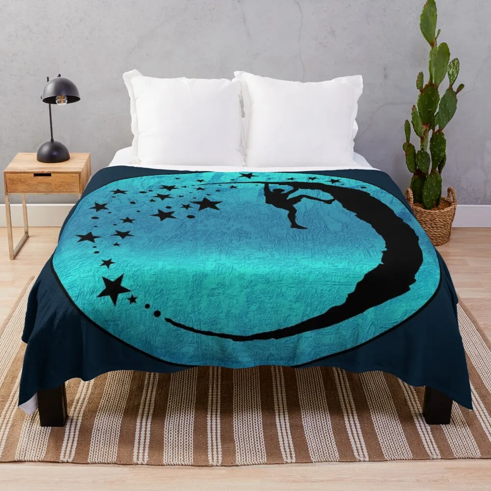 

Bouldering climber on the moon rock in blue - bouldering gift Throw Blanket Blanket For Giant Sofa