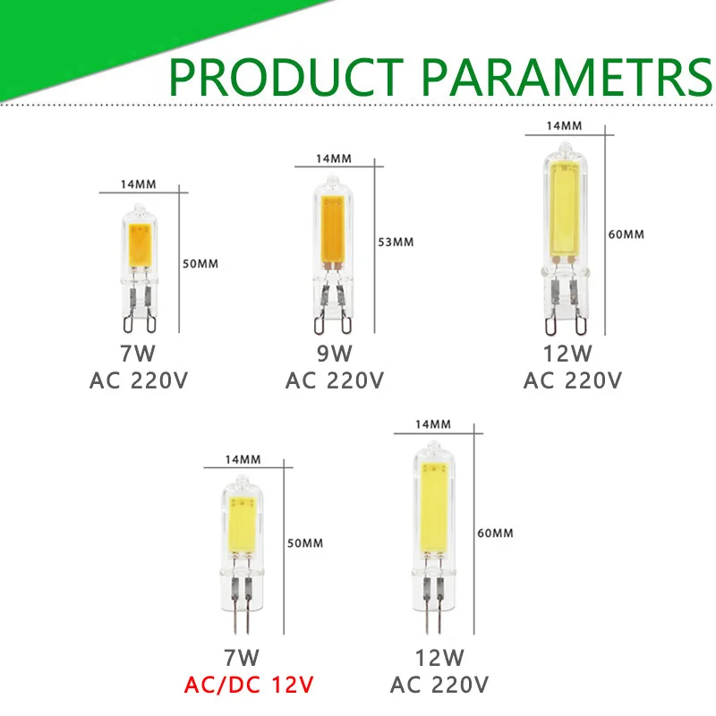 10pcs LED G9 G4 E14 3W 6W 9W 12W Light Bulb AC/DC 12V 220V Lamp COB Spotlight Chandelier Replace 30W 60W Halogen Lamps - купить по