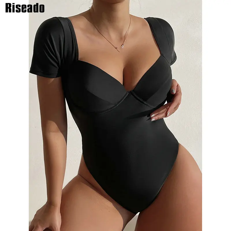 Riseado сексуальный пуш-ап цельный купальник с короткими рукавами женский 2022