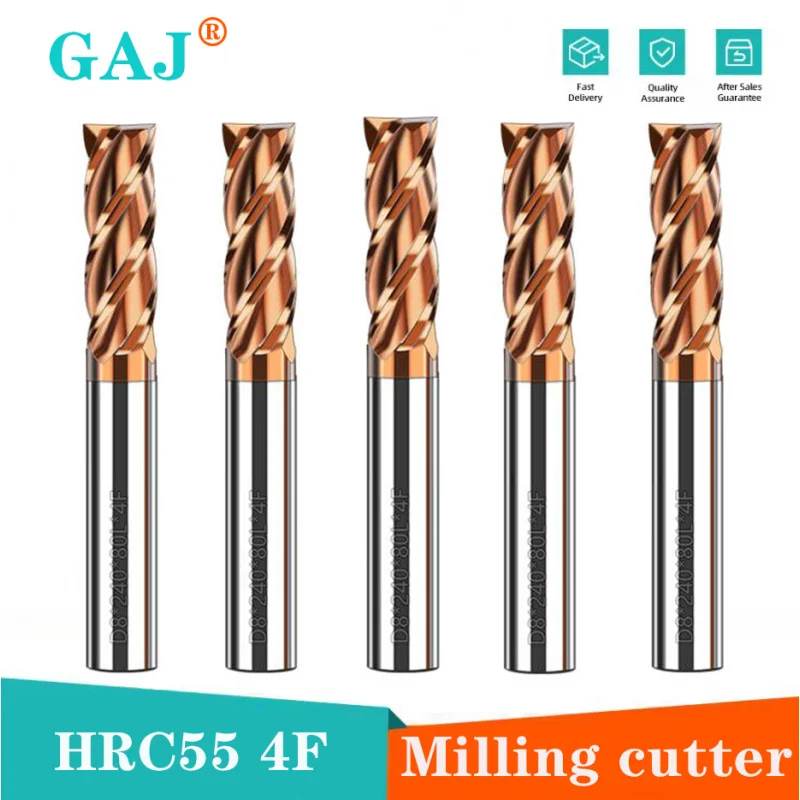 

HRC55 Carbide End Mill 4Flutes Metal Steel Tungsten Milling Cutter Alloy Coating Cutting Tool CNC Maching 1 2 3 4 5 6 7 8 9-20MM