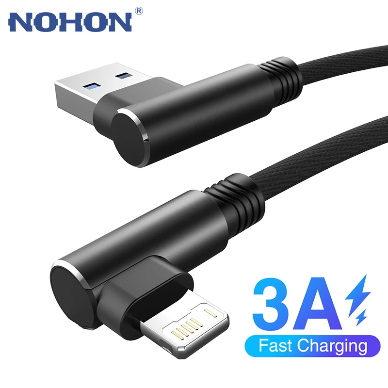 90 Degree USB Cable For iPhone 11 12 13 Pro Xs Max X XR 6 6s 7 8 Plus SE 2 iPad Fast Charging Cord Origin Lead Data Charger Wire