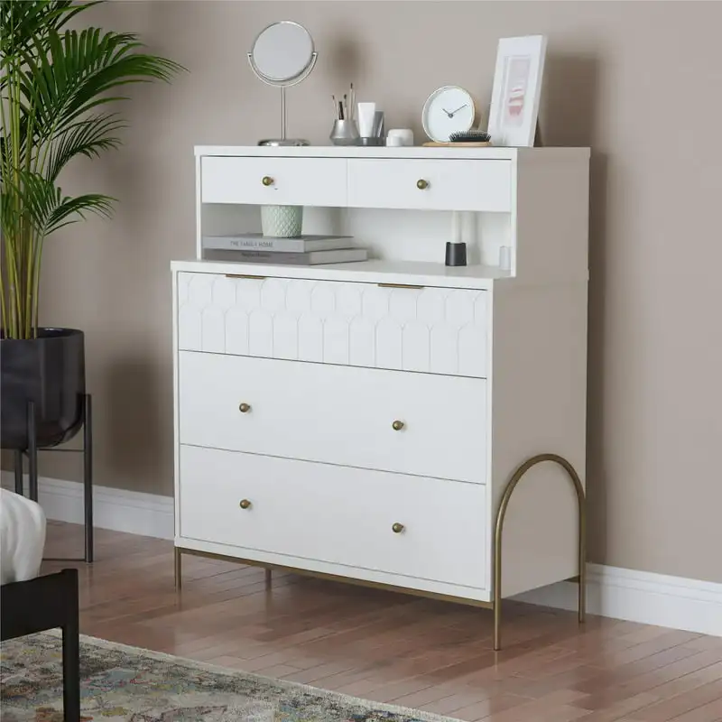 

Cosmopolitan 4 Drawer Dresser w/ Hutch, White