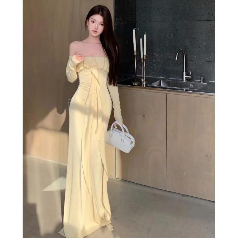 Длинное платье с французским вырезом и темпераментом Royal Sister облегающее