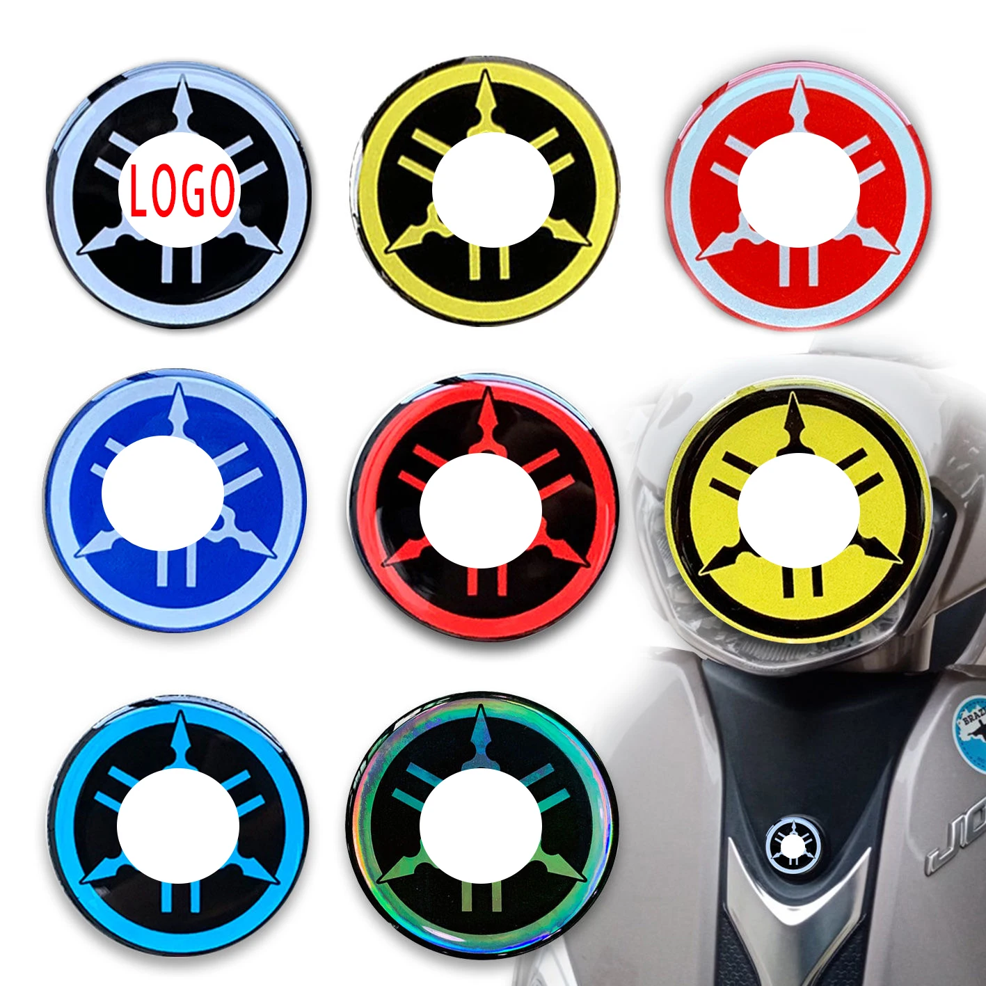 

5cm/3cm Motorcycle/Jet Ski/ATV/Snowmobile for Yamaha Fork Decal Sticker Logo Black/Silver Raised Dome Gel Resin Self Adhesive