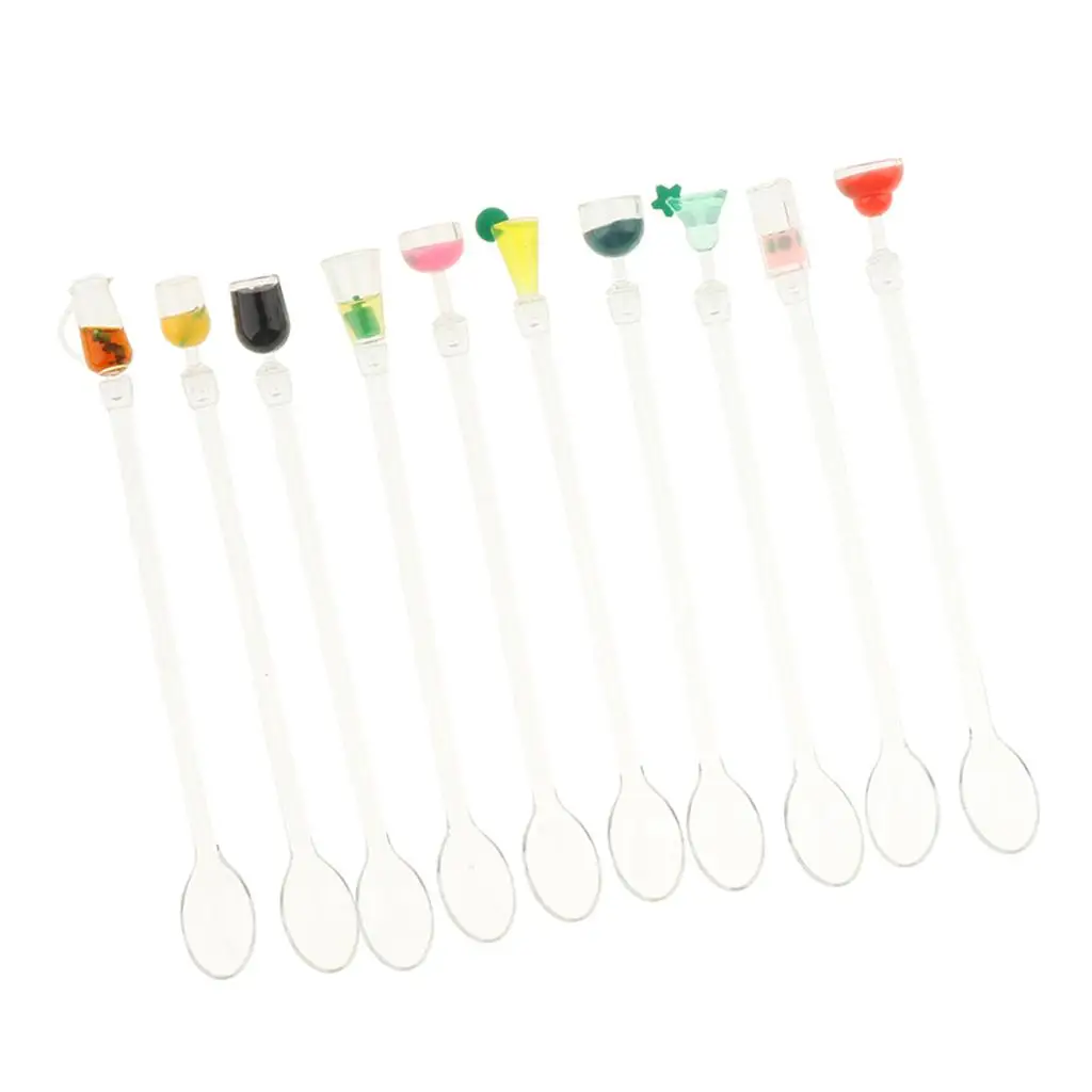 

10 Pieces Long Handle Cocktail Spoons Stirrer, 9inch Acrylic Cocktail Wine Stirring Sticks