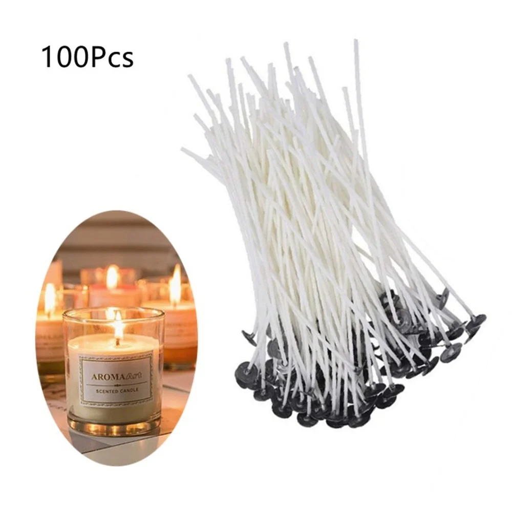 

100Pcs/bag Pure Cotton Candle Wicks Smokeless Wax Core Pre-wax Wicks DIY Candle Making Tools Party Decor Supplies 2.5/8/15/20cm