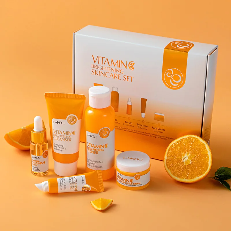 

Skincare Vitamin C 5 Piece Set Cleanser & Brightener Water Serum Eye Cream Skincare Set Face Set Face Care Women's Beauty Health