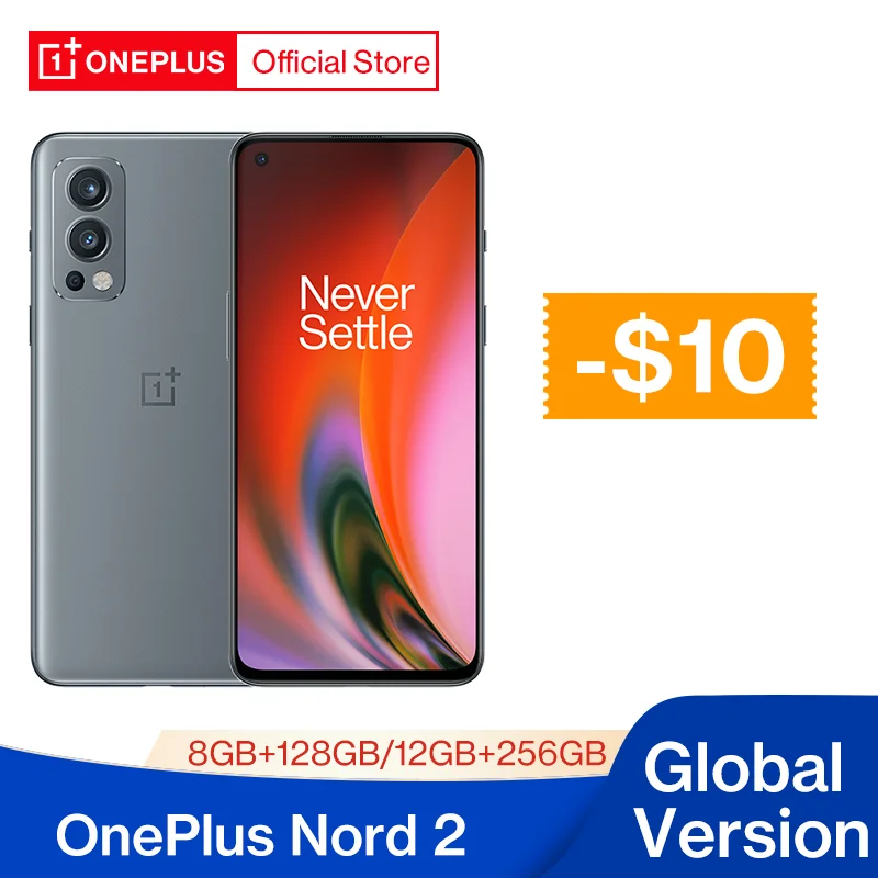  Смартфон OnePlus Nord 2, телефон со стандартным дизайном, память 8 ГБ, 128 ГБ, камера 50 МП с искусственным интеллектом, OIS MTk Dimensity 1200-AI Warp Charge 65