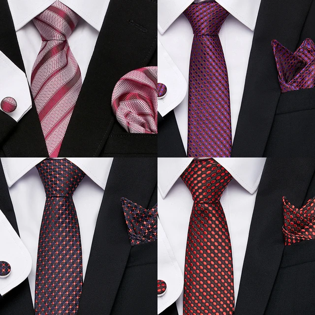 Fashion Brand Festive Present Tie Pocket Squares Cufflink Set Necktie For Men Shirt Accessories Gold Plaid 4